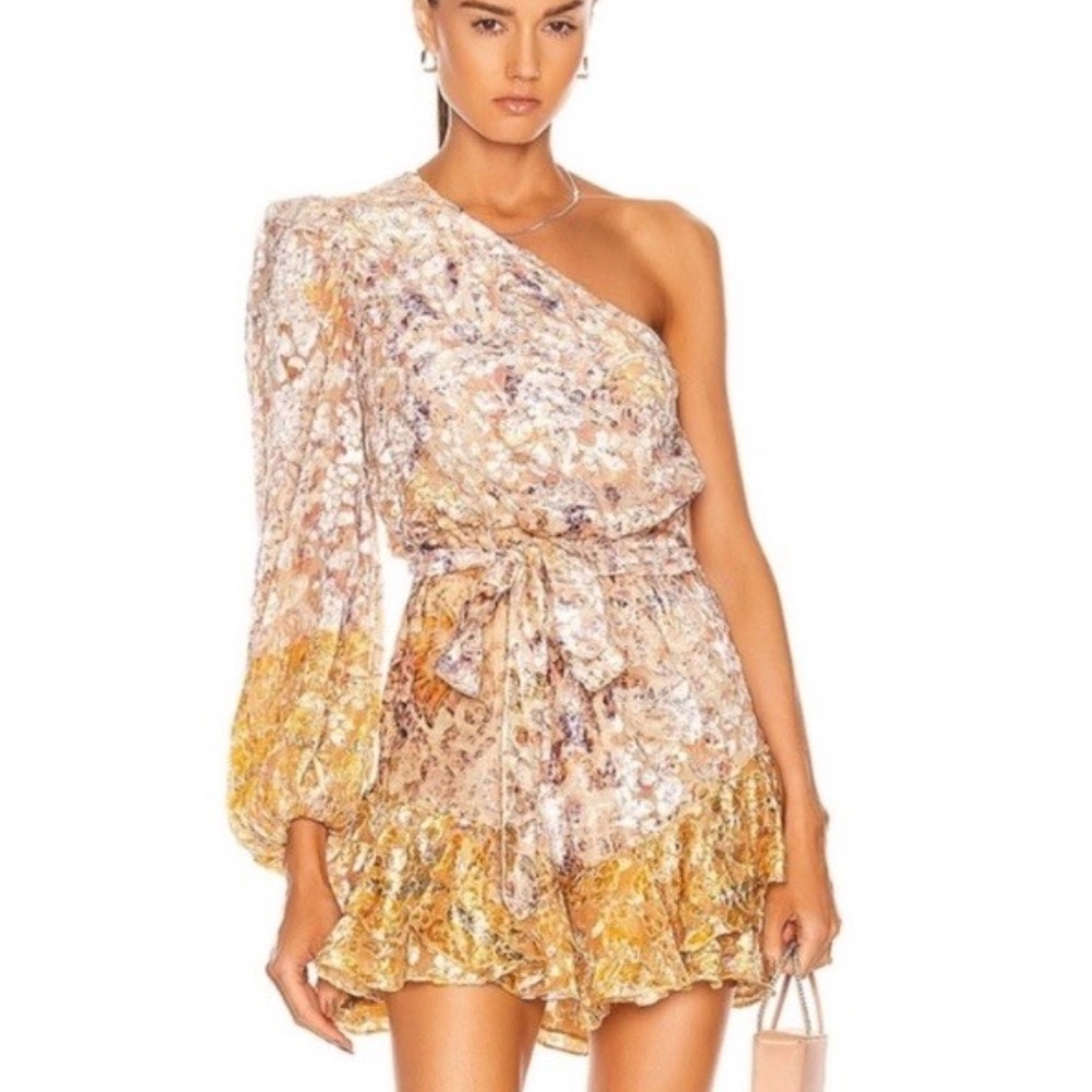 HEMANT AND NANDITA Kalon One Shoulder Belted Mini Dress XL